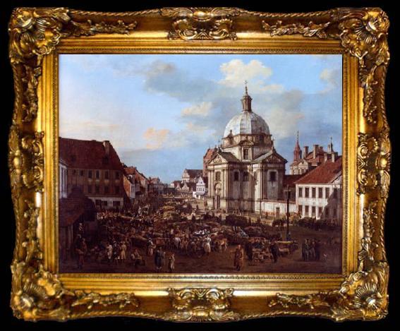 framed  Bernardo Bellotto New Town Market Square with St. Kazimierz Church., ta009-2